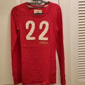 NWOT Hollister Pink Long Sleeve Top with White Accents